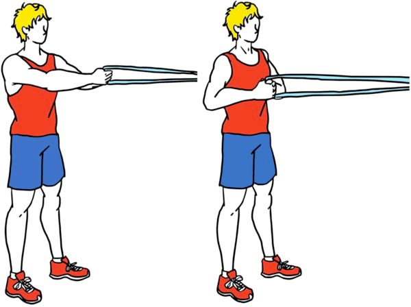 Tirage Rowing debout, exercice de dos avec bande de résistance