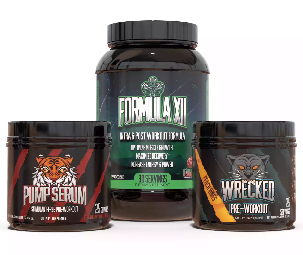 Stack de pré-entraînement amélioré (Wrecked, Pump Serum & Formula XII)