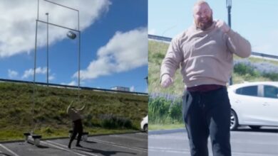 Hafthor Bjornsson atteint une hauteur de 8 mètres (26 pieds 3 pouces) pour un record du monde non officiel de lancer de fût de 15,5 kg (34 livres) – Fitness Volt