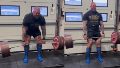 Hafthor Bjornsson écrase un PR à deux répétitions de soulevé de terre brut de 430 kg (948 lb) à l'entraînement – ​​Fitness Volt